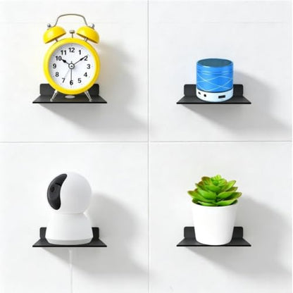 Small Shelf for Wall, 5 Inch, Metal Floating Shelves for Echo, Cameras, Small Speaker Wall Mount Shelves (Black 1pcs) - color: Black 1pcs