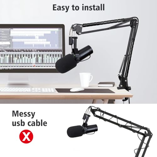 SUNMON Shure SM7dB Boom Arm Mic Stand - Mic Boom Arm with Foam Mic Cover Compatible with Shure SM7dB, Adjustable Microphone Arm with Cable Sleeve By SUNMON - size: Shure SM7DB with foam cover (Basic Model)