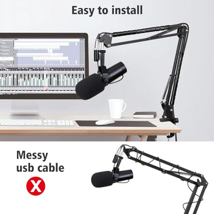 SUNMON Shure SM7dB Boom Arm Mic Stand - Mic Boom Arm with Foam Mic Cover Compatible with Shure SM7dB, Adjustable Microphone Arm with Cable Sleeve By SUNMON - size: Shure SM7DB with foam cover (Basic Model)