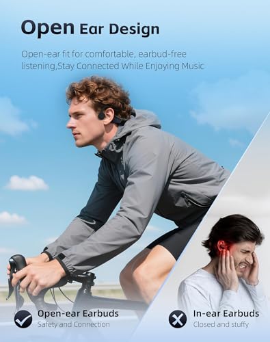 Bone Conduction Headphones,Bluetooth 5.4 Open Ear Headset Black | Built-in Mic, 18H Playtime, 27g Ultra Lightweight, IPX6 Sweatproof, Ideal for Running, Cycling & Gym Workout - color: Black