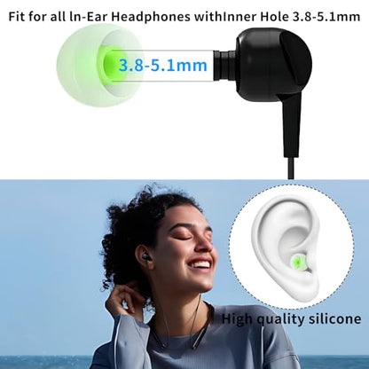 Earbud Tips Soft Anti Slip Washable Reusable Silicone Fit Most In-Ear Earbuds (Inner Hole 3.8mm-5.1mm) 18pcs S M L - color: color-38