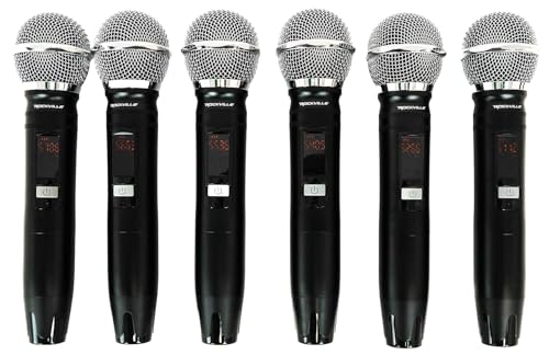 Rockville RWM-66 6-Mic Adjustable Frequency Wireless UHF Microphone System