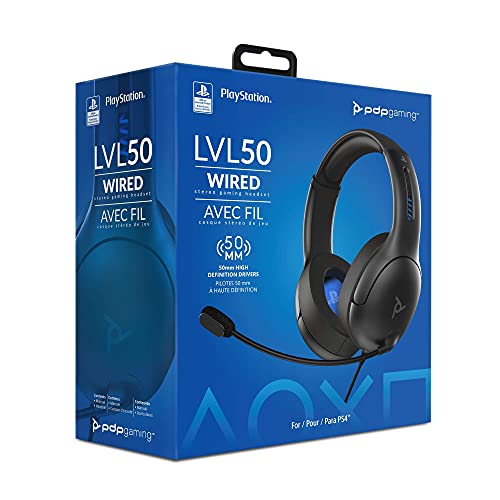 PDP Gaming LVL50 Wired Headset With Noise Cancelling Microphone: Black - PS5/PS4 (Renewed)