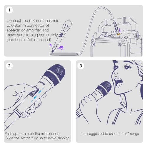 FIFINE K6 Karaoke Microphone with 1/4” Plug, Dynamic Vocal Mic for Singing