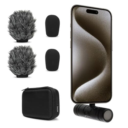 Movo DoubleMic-UC Dual Capsule USB C Microphone for iPhone 15/16/17 - Two-Sided Cardioid Condenser Microphone for Video Recording- Mic for iPhone 15/16/17