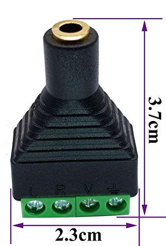 4 Pole 3.5mm Screw Terminal Stereo TRRS Audio Female to AV 4 Pin Screw Terminal Double Track Headphone Balun Solderless Converter Adapter (5 Pack) - color: Female