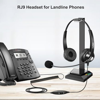 Callez RJ9 Telephone Headset with Noise Cancelling Mic for Landline Phones | Corded Office Phone Headset, Works with Polycom Avaya Plantronics NEC Mitel ShoreTel Aastra Digium InterTel Nortel Fanvil