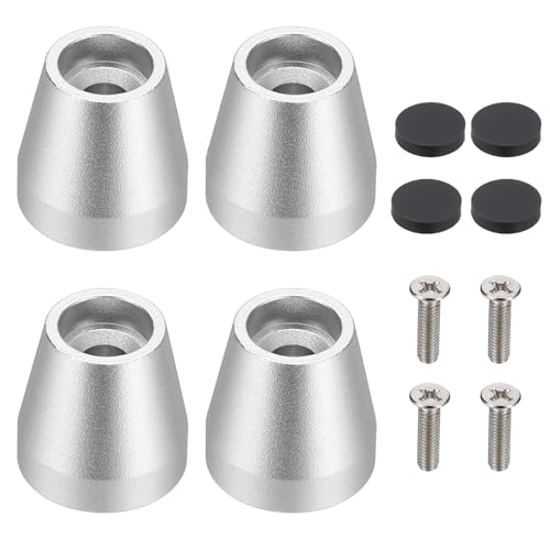 MECCANIXITY 4Pcs Speaker Isolation Pad Feet, 15x15mm Shockproof Aluminum Alloy Vibration Isolation Speaker Shock Base Pad Cone Base with Screws & Rubber Pads for Audio Equipment, Silver - color: Silver, size: 15x15mm