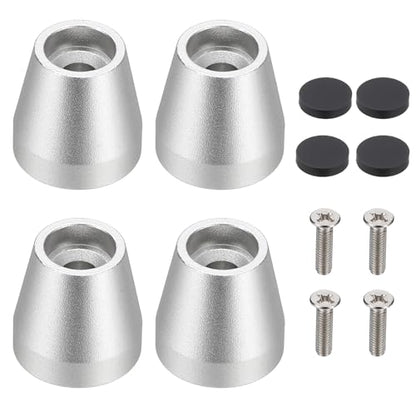 MECCANIXITY 4Pcs Speaker Isolation Pad Feet, 15x15mm Shockproof Aluminum Alloy Vibration Isolation Speaker Shock Base Pad Cone Base with Screws & Rubber Pads for Audio Equipment, Silver - color: Silver, size: 15x15mm