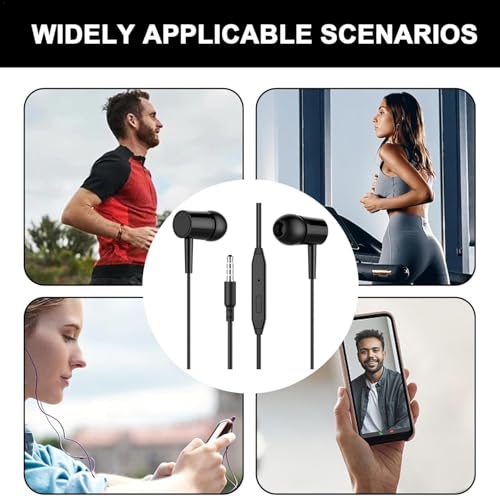 2 Packs Wired Earbuds with Microphone & Volume Control, 3.5mm in-Ear Headphones Stereo Sound, Noise-Isolating Earphones for Music, Phone Calls, Compatible with Laptop, Tablet, PC - Black & White