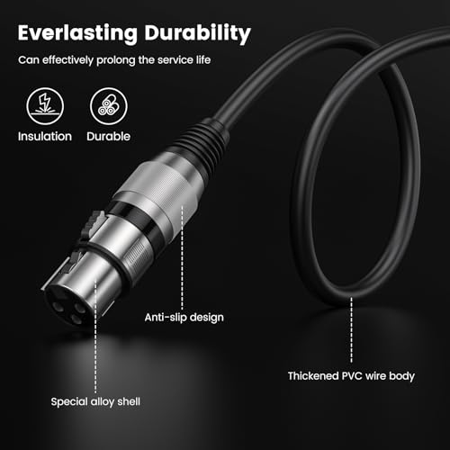 MOSWAG XLR Female to 1/4 Male Microphone Cable Quarter Inch to XLR Cable | 3 Pin Shielded Microphone Cord 24K Gold Plated OFC Shielding Compatible with Mixer Power Amp Sound Console Studio Recording - size: 16.4 ft