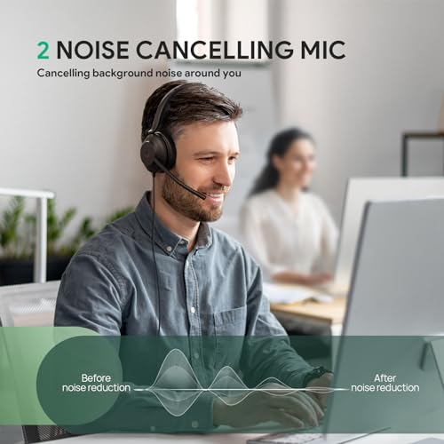 Yealink UH35 Wired Headset,USB-A,AI Noise Canceling Mic,Call Control,On-Ear | Teams/Zoom Certified, Dual-Ear Headphones, Plug & Play for PC/Laptop/IP Phone,Easy Mute, Busylight,Home Office Online Meeting - color: USB-A (Teams), size: Dual-Ear