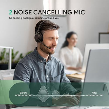 Yealink UH35 Wired Headset,USB-A,AI Noise Canceling Mic,Call Control,On-Ear | Teams/Zoom Certified, Dual-Ear Headphones, Plug & Play for PC/Laptop/IP Phone,Easy Mute, Busylight,Home Office Online Meeting - color: USB-A (Teams), size: Dual-Ear