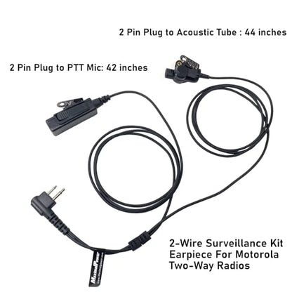 MaximalPower Headset Earpiece with Kevlar Reinforced Cable 2-Pin for Motorola Two-Way Radios Surveillance Headset (RHF MOT 2PIN HQ) - color: 1 Black