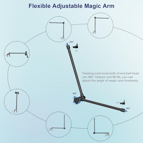 Mippko Microphone Stand Holder,21.5" Long Flexible Adjustable Magic Arm Super Crab Clamp Mic Clip 3/8"-16 to 5/8"-27 Adapter Mount,Compatible with Shure/Fifine /AT2020 /Pyle/Blue Snowball/Razer - style: Adjustable Magic Arm Microphone Stand
