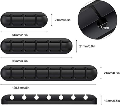 SOULWIT 3 Pcs Silicone USB Cable Holder Clips, Self Adhesive - Black - color: Black