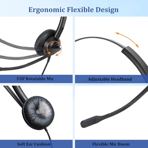 Wired USB Computer Headset with Mic Noise Cancelling & in-line Controls