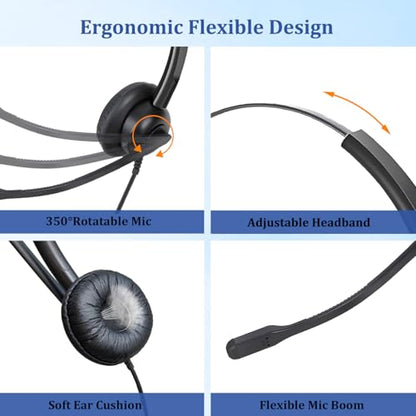 Wired USB Computer Headset with Mic Noise Cancelling & in-line Controls