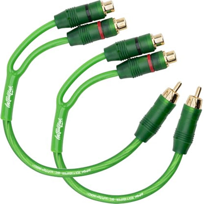 Install Link RCA Y Adapter Cable, 1-Male to 2-Female Splitter, 2-Pack (OFC) | Pure OFC Copper, 1ft, Feeds One Stereo Signal to Two Components, for Subwoofer, Home Theater, Car Audio Amplifier, Studio - color: Frosted Green, size: 1-Male to 2-Female