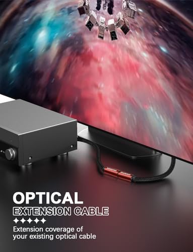 Optical Extension Cable 3 Foot, TOSLINK Male to Female Cable for Home Theater Soundbar TV - Red - size: 3.3 ft, style: Optical Cable Extension