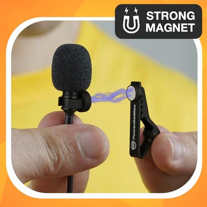 PowerDeWise Magnetic Lavalier Microphone Clip 6mm - Durable Lapel Mic Clip for Professional Use, Secure and Versatile Microphone Clips for Clear Sound