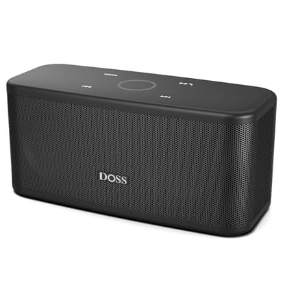 DOSS SoundBox Plus Portable Bluetooth Speaker with 16W Stereo Sound-Black | Rich bass, 20H Playtime, Wireless Stereo Pairing, Hands-free Calls, Bluetooth 5.0, For Home, Office, Dorm, Camping, Backyard - color: Black