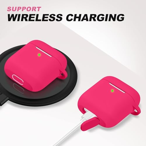 for AirPods 1/2 Case Cover,Come with Cleaner Kit,Soft Skin Silicone Case Cover with Keychain,Full Protective Case for Men and Women,Compatible with AirPods 2nd 1st Generation Case,Rose Pink - color: A6-Rose Pink