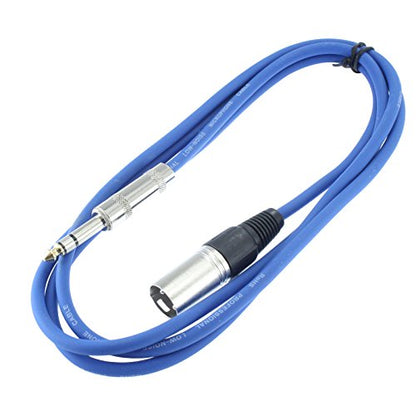 1/4" TRS to 3 Pin XLR Male Pro Audio Patch Cable Balanced and Shielded (6 Foot Feet ft Long, Blue) - color: Blue, size: 6 ft long