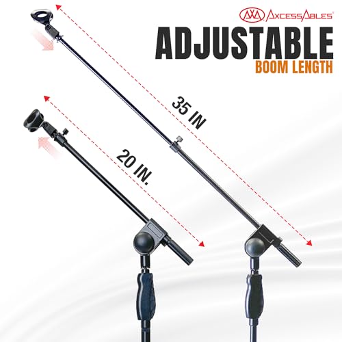 AxcessAbles One-Handed Quick Release Microphone Stand. 74" Height Clutch Adjustment Tripod Mic Stand with 35" Boom Arm. For Singing, Studio and Instruments (1-Pack) - size: 1-Pack