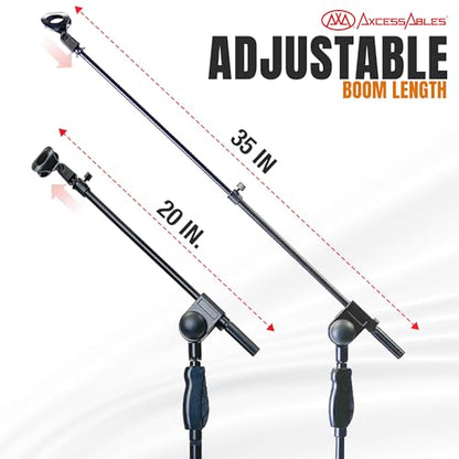 AxcessAbles One-Handed Quick Release Microphone Stand. 74" Height Clutch Adjustment Tripod Mic Stand with 35" Boom Arm. For Singing, Studio and Instruments (1-Pack) - size: 1-Pack