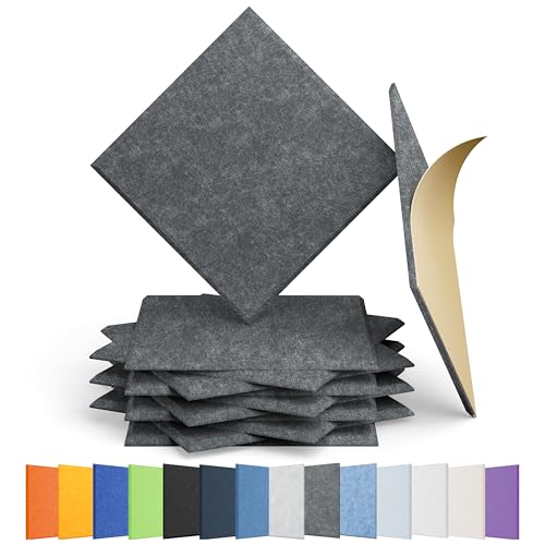 12 Pack Square Acoustic Panels Self Adhesive Sound Proof Foam | High density sound acoustic panel, 12 X 12 X 0.4 in acoustic wall panels in home, office, and more(Moonlight Grey) - color: Moonlight Gray, size: Square 12pcs