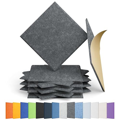 12 Pack Square Acoustic Panels Self Adhesive Sound Proof Foam | High density sound acoustic panel, 12 X 12 X 0.4 in acoustic wall panels in home, office, and more(Moonlight Grey) - color: Moonlight Gray, size: Square 12pcs
