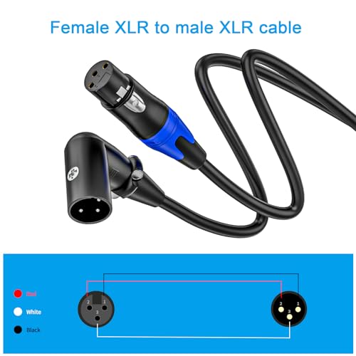 (2Pack / 11.8inch) XLR Right-Angle Male to Straight Female Microphone Extension Cable, for Powered Speakers,Audio Interface or Mixer for Live Performance & Recording - style: XLR Right-Angle Male-11.8inch