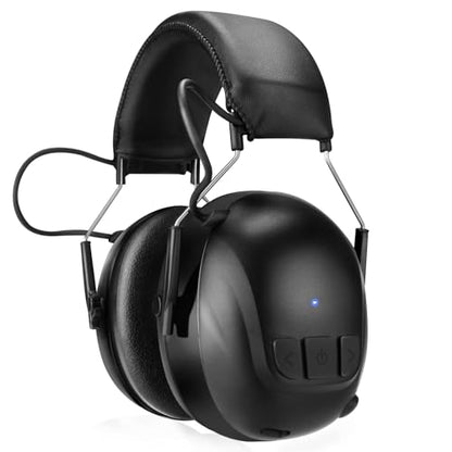 Kalence 블루투스 6.0 청력 보호, 120시간 작동 시간, 30dB 안전 귀마개, 잔디 깎기, 작업장, 건설, 제설용 마이크가 있는 충전식 귀 보호 헤드폰, 블랙 - color: 블랙.