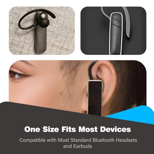 12Pcs Ear Hooks for Bluetooth Earpiece Universal Adjustable Hookz Clips Mount Over The Earbuds Small Replacement Earhook Accessories Clip Holders for Earbud Bud Ears(Black)