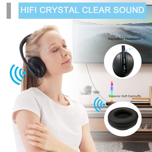 Bluetooth TV Headphones with RF Transmitter Headset Stand