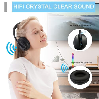 Bluetooth TV Headphones with RF Transmitter Headset Stand