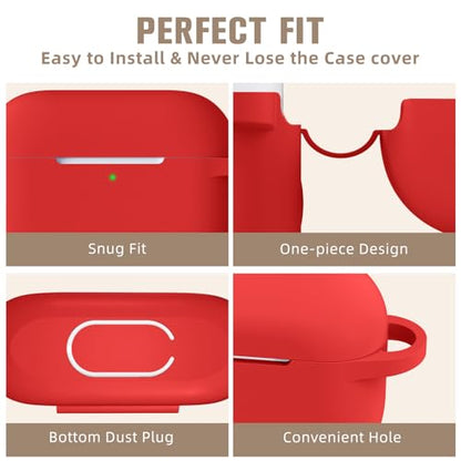 Hamile Compatible with AirPods Pro Case Protective Silicone Airpod Case Shockproof Cover Skin for Apple Airpod Pro 2019 Charging Case, with Keychain, Red - color: 5-Red