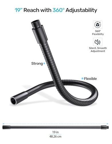 19" Microphone Gooseneck Extension, 5/8-27 Thread, 360° Swivel, Heavy Duty | 2.5 lb High Load Capacity, Flexible Metal Arm, Durable Build, Supports Mic/Webcam/Phone for Podium, Lecture, Recording, DIY - size: 19 Inch Gooseneck