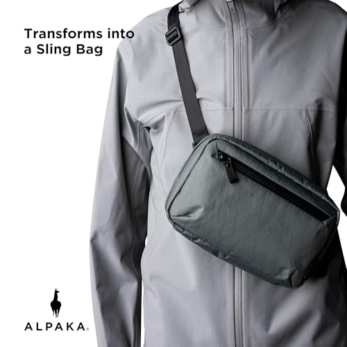 ALPAKA Elements Tech Case Tech Pouch 2.1L 케이블 백 그레이 X-Pac VX21 | 내후성 원단, YKK 아쿠아가드 지퍼, 탈착식 어깨끈, 전자 제품 및 액세서리에 이상적 - color: 회색.