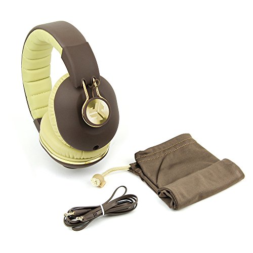 JLab Audio Bombora Over-Ear Headphones with Universal Mic, Matte Brown/Gold - color: Brown, style: Matte