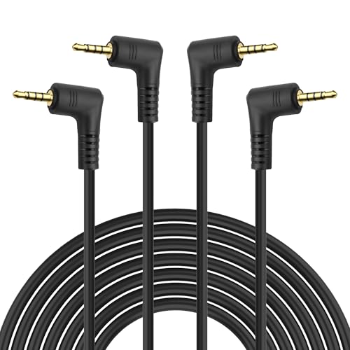 MEIRIYFA 2.5mm TRRS Male to Male Audio Extension Cable 90 Degree Angle | 2.5mm TRRS Stereo Audio Plug Adapter Cable for Smartphone, Headphone, MP3 Player, Recorder, Camera (2PCS, 1.8M) (TRRS)