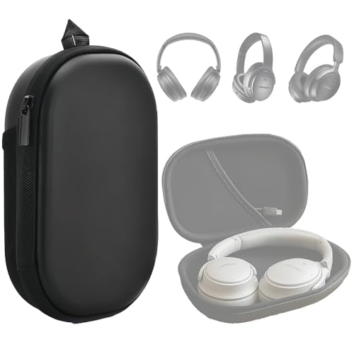 Headphones Case Compatible with Bose QC45/QC35/QC25/QC15/Ultra Gaming Headset, PU Hard Shell Travel Case with Cable Storage, Black