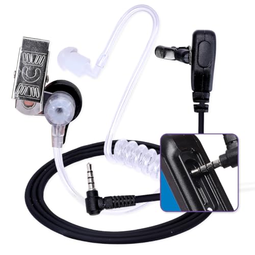 2-Pack Transparent Acoustic Tube Earpiece with Push-to-Talk Mic Compatible with global-ptt PoC Radios P0 P0ex P0W (3.5mm) - style: 3.5mm