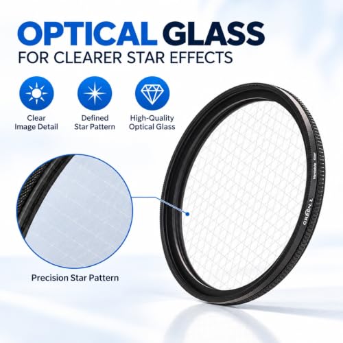 GREEN.L 72mm Star Filter Kit, 4/6/8 Point Rotatable Starburst Set - size: 72mm