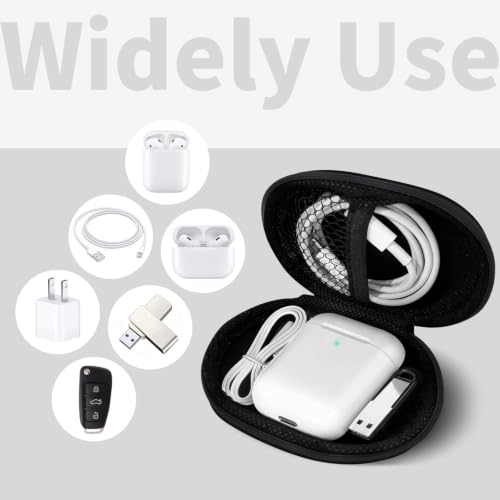 1 Pack Oval Earbud Case Storage Bag with Carabiner, Black - color: D11-black