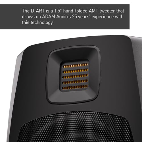 ADAM Audio D3V Active Desktop Studio Monitor Speakers - Black | USB-C, D-ART Tweeter, 3.5in Woofer, 240W, 45Hz-23kHz, 97dB SPL, Balanced TRS, Headphone Out - style: D3V Black