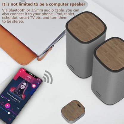 KEiiD Bluetooth Computer Speakers with Wireless Touch Control Pod for PC Laptop/Desktop Wireless Stereo Gaming Speakers, 4 EQ Modes, Aesthetic Style, New Model