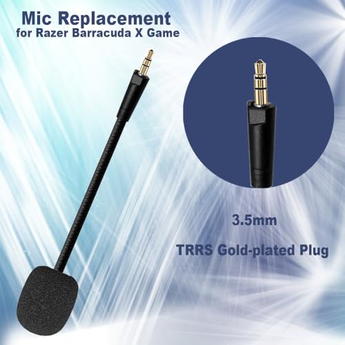 Replacement Game Mic fits for Razer Barracuda X Gaming Headsets and Razer Electra V2 Headset, 3.5mm Detachable Noise Cancelling Gaming Boom Microphone with Foam