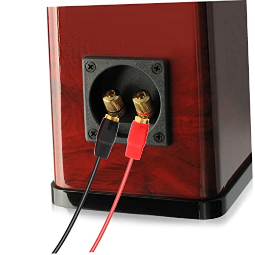 PartyKindom 0 Gauge Spade Terminal Crimp Connectors Plated Audio Terminal Adapters for Speaker Wire Cable Crimp Barrier Spades for 0 Gauge Wire Terminals Includes Red and Black Boots